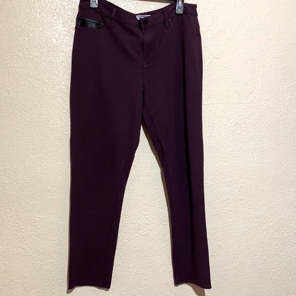 Calvin Klein Jeggins Pants Purple Stretchy Skinny Size 14 LOGO Rayon Nylon Blend